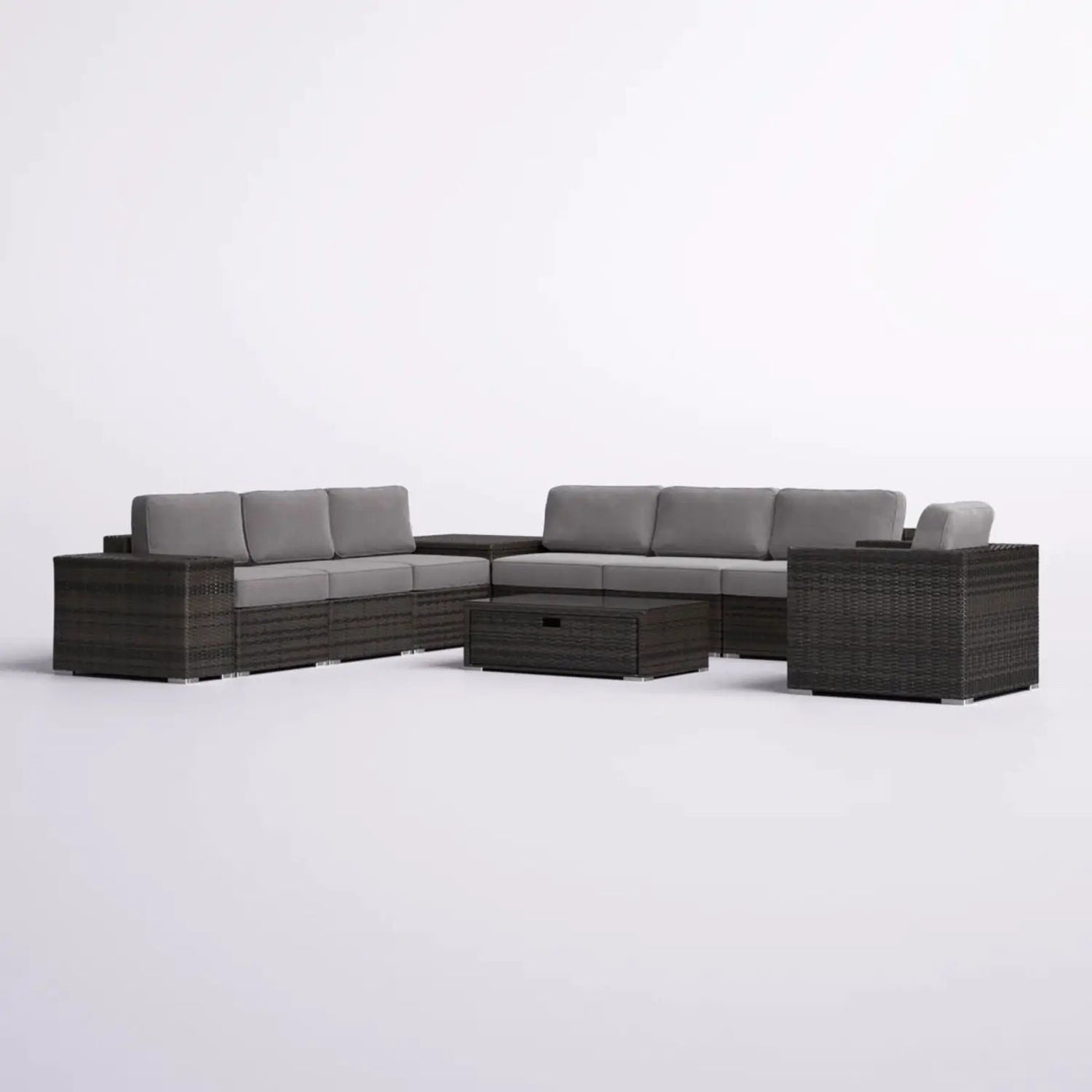 Modern Patio Rattan Sectional Set With Cushions by Unique Piece Furniture