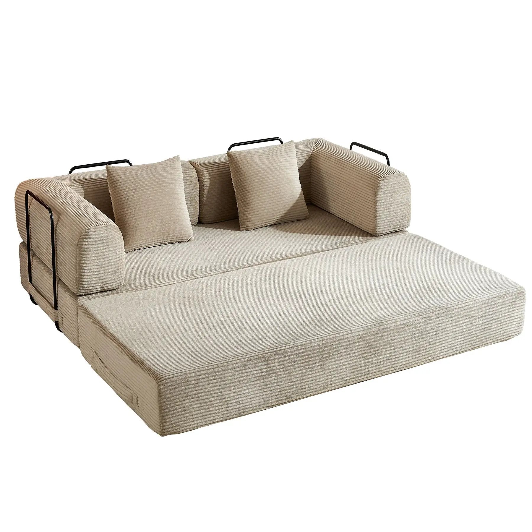 Convertible Sleeper Sofa Bed With Cylindrical Pillow, With Fixed Shape Frame by Unique Piece Furniture