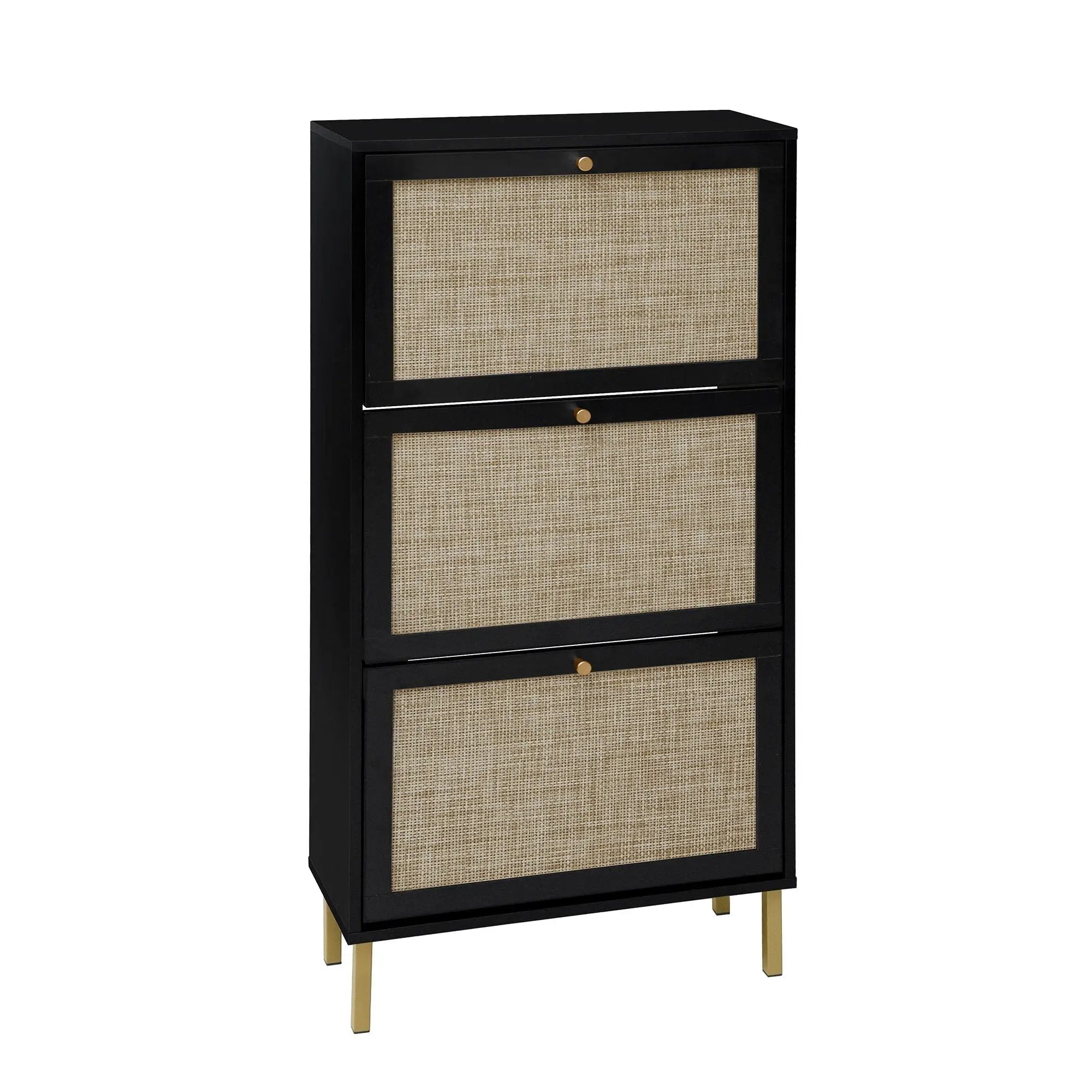 Modern Rattan 3 Door Shoe Rack Cabinet for Entryway by HouseOfZazla