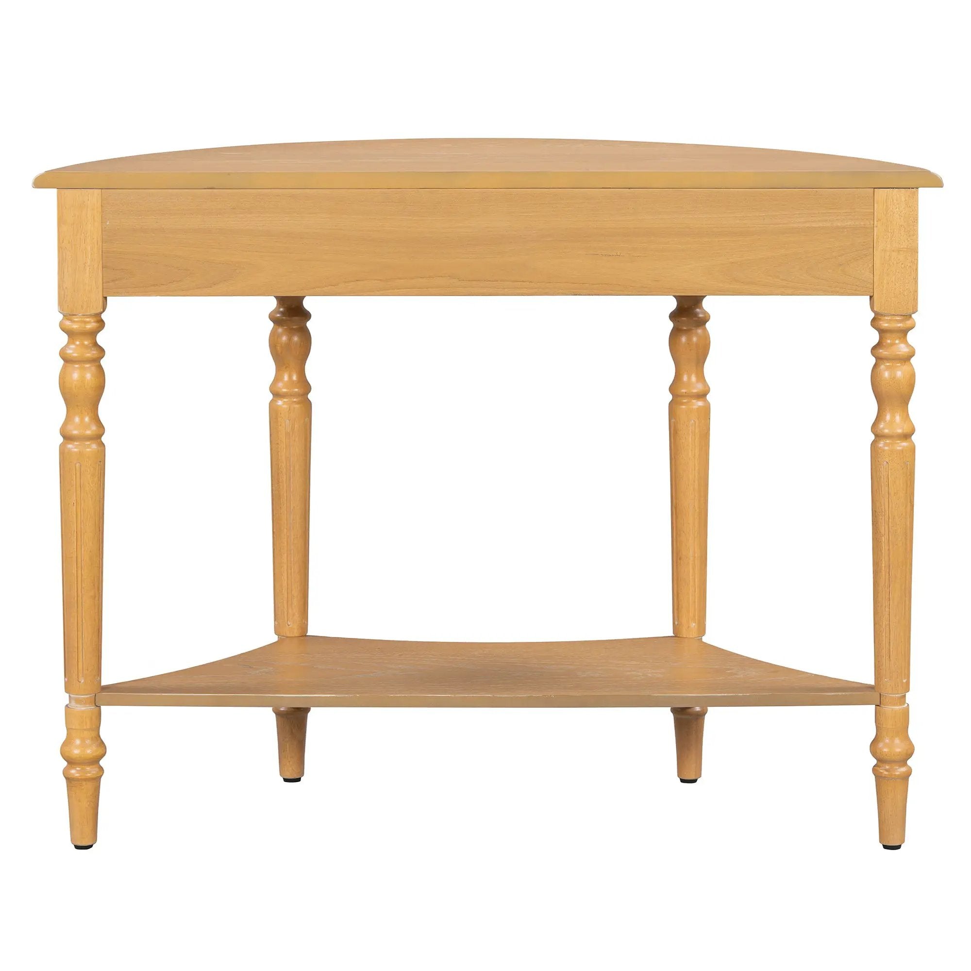 TREXM Farmhouse Half Moon Console Table with Drawer & Shelf by HouseOfZazla