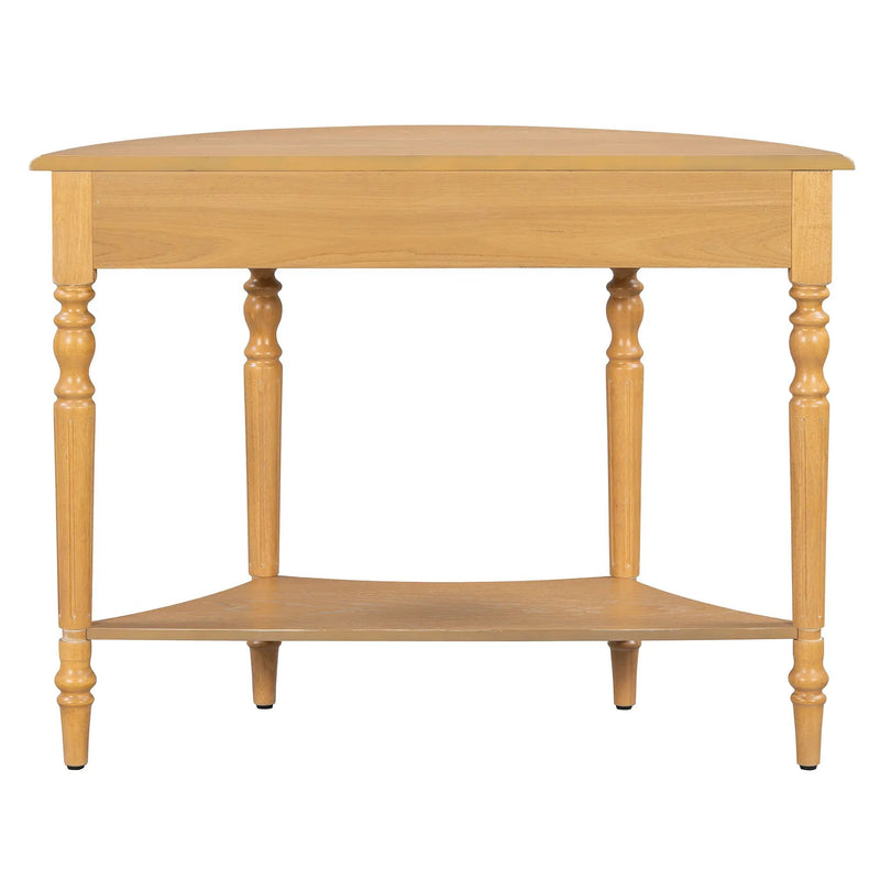 TREXM Farmhouse Half Moon Console Table with Drawer & Shelf by HouseOfZazla