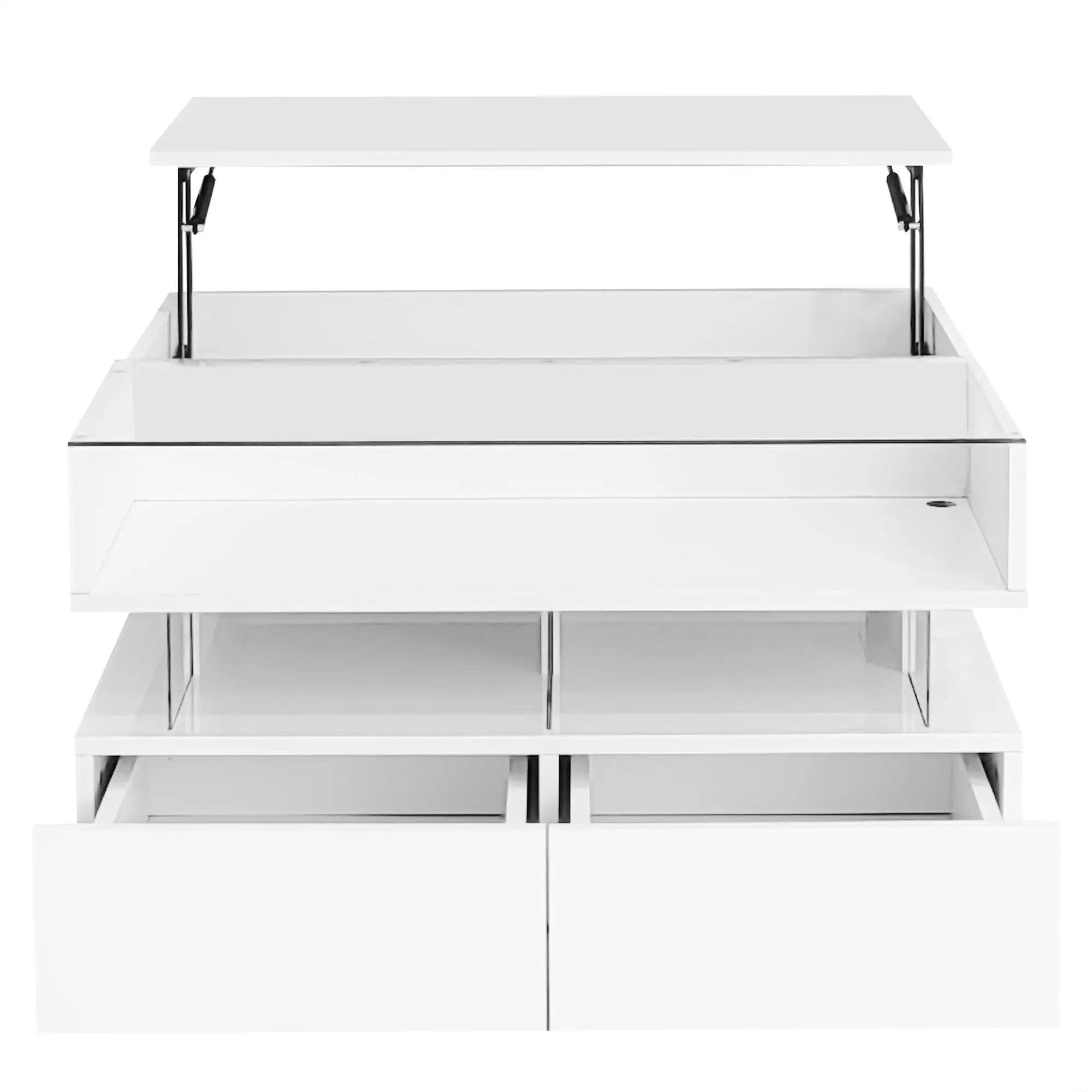 Lift Top Coffee Table With 2 Drawers, Hidden Space And LED Lights For Living Room by HouseOfZazla