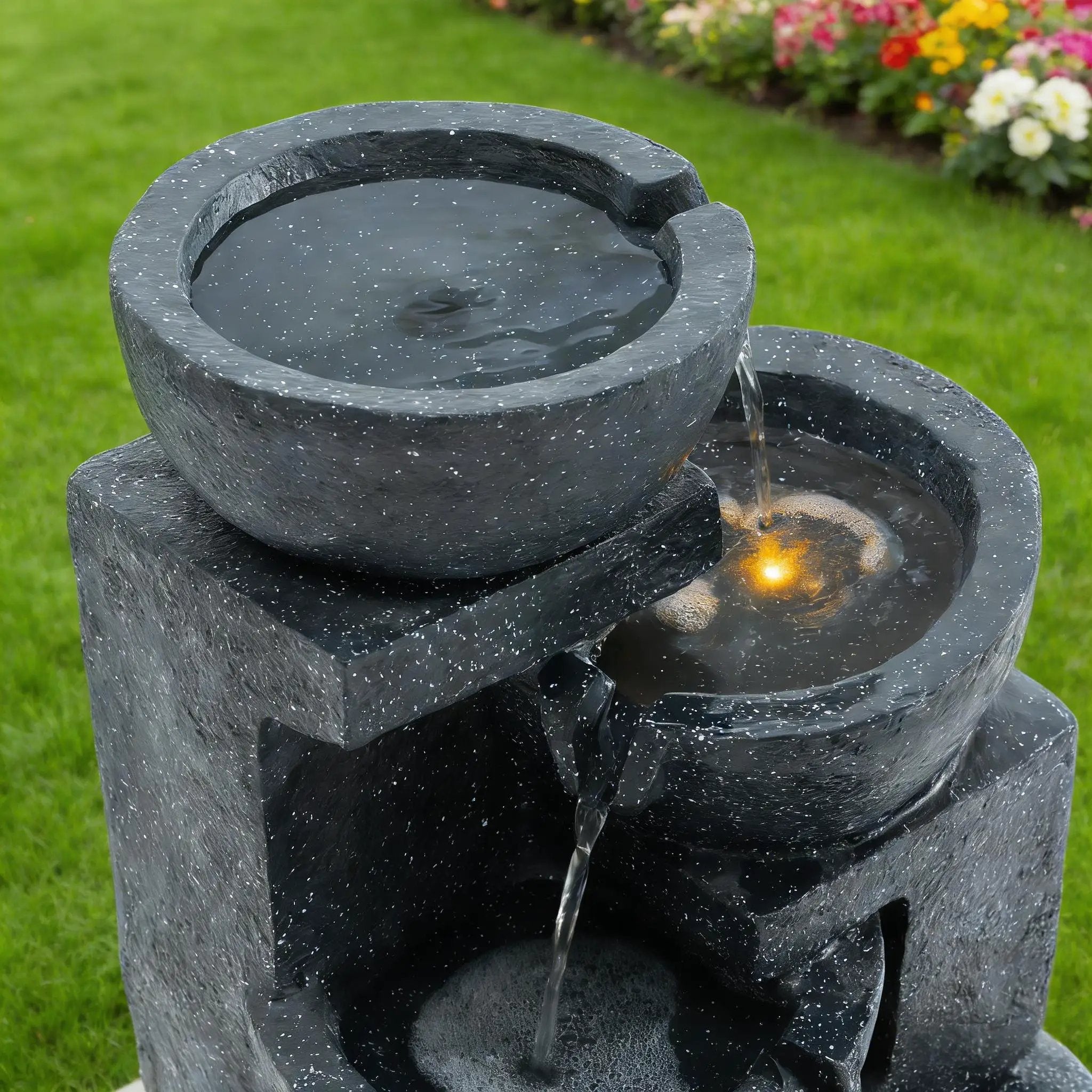 29-Inch Terrazzo Style LED Outdoor Indoor Water Fountain by HouseOfZazla