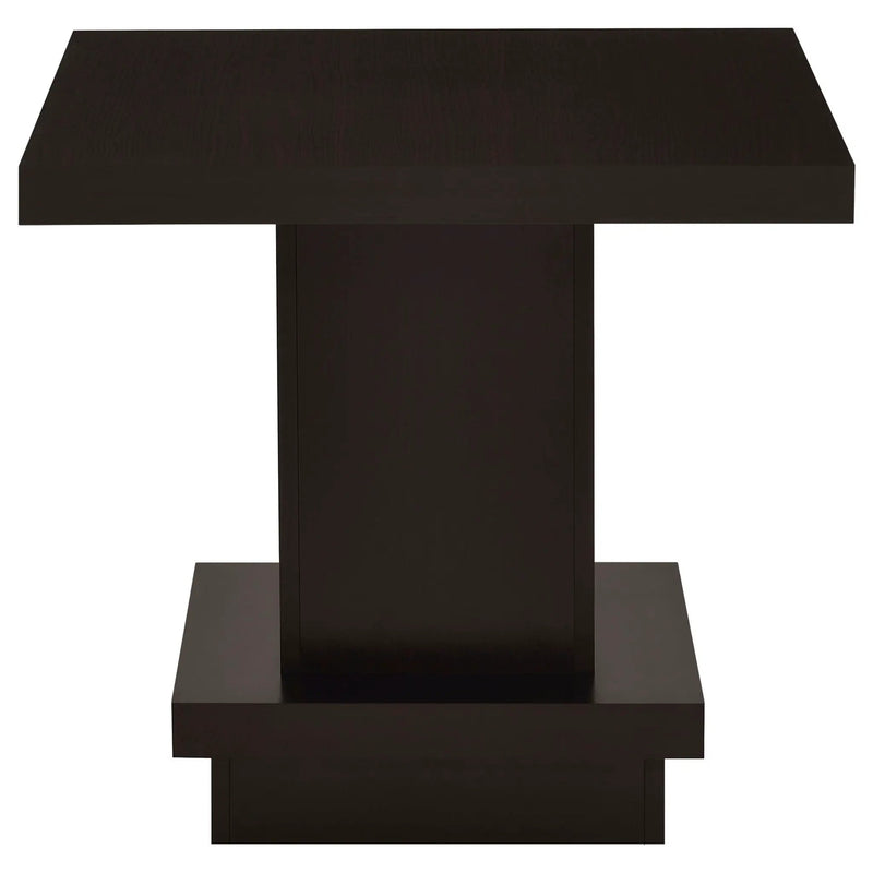 Mbala - Square Pedestal End Table - Cappuccino by HouseOfZazla