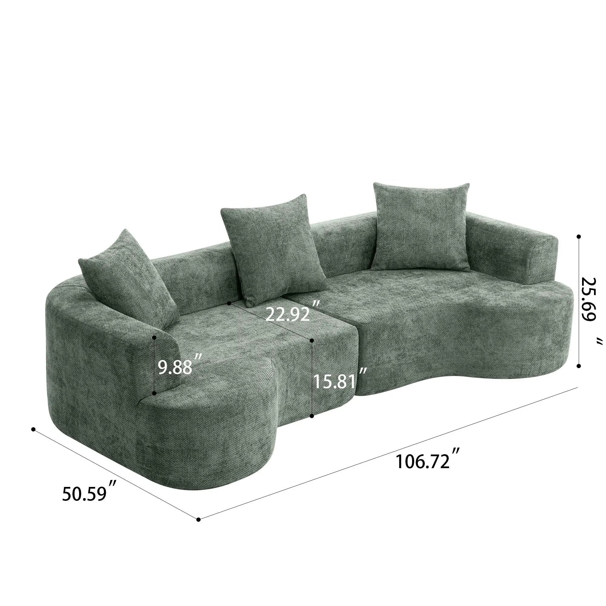 Modern Style Ultra Smooth Curved Sofa With 3 Pillows by HouseOfZazla