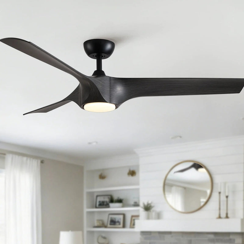 Reversible Quiet Motor Ceiling Fan Light With ABS Blades - Black / Gray by Unique Piece Furniture