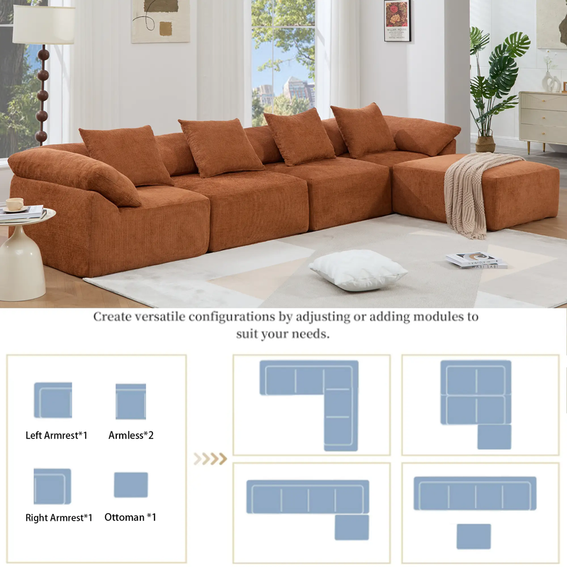 142" L Shaped Modular Sectional Sofa by HouseOfZazla
