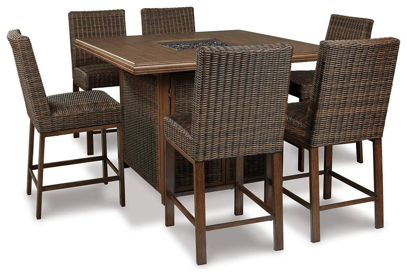 Paradise Trail - Square Bar Table w/Fire Pit - Medium Brown by Unique Piece Furniture