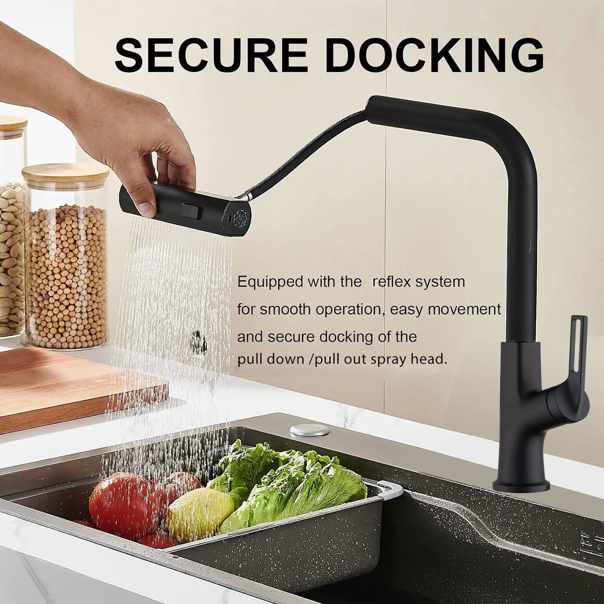 Kitchen Waterfall Faucet With Pull Down Sprayer, Single Handle, 360 Degree Rotating by HouseOfZazla