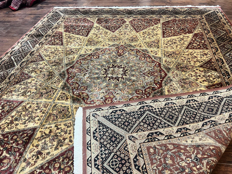 Indo Persian Rug 8x10, Dome Design, 210 KPSI, Handmade Vintage Wool Rug by Jewel Rugs