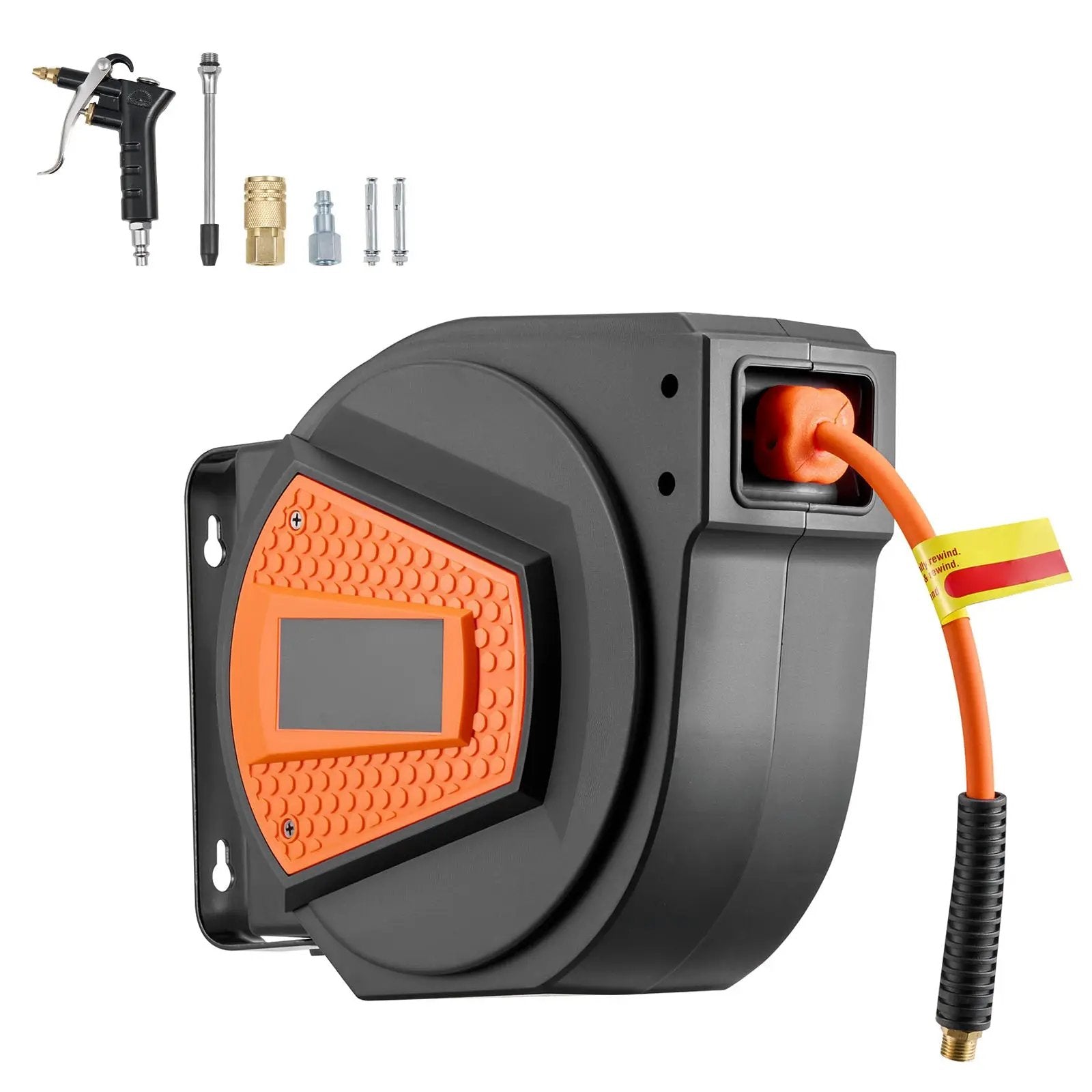Retractable Air Hose Reel, 1/4 Inch x 50 FT Hybrid Air Hose Max 300PSI by HouseOfZazla