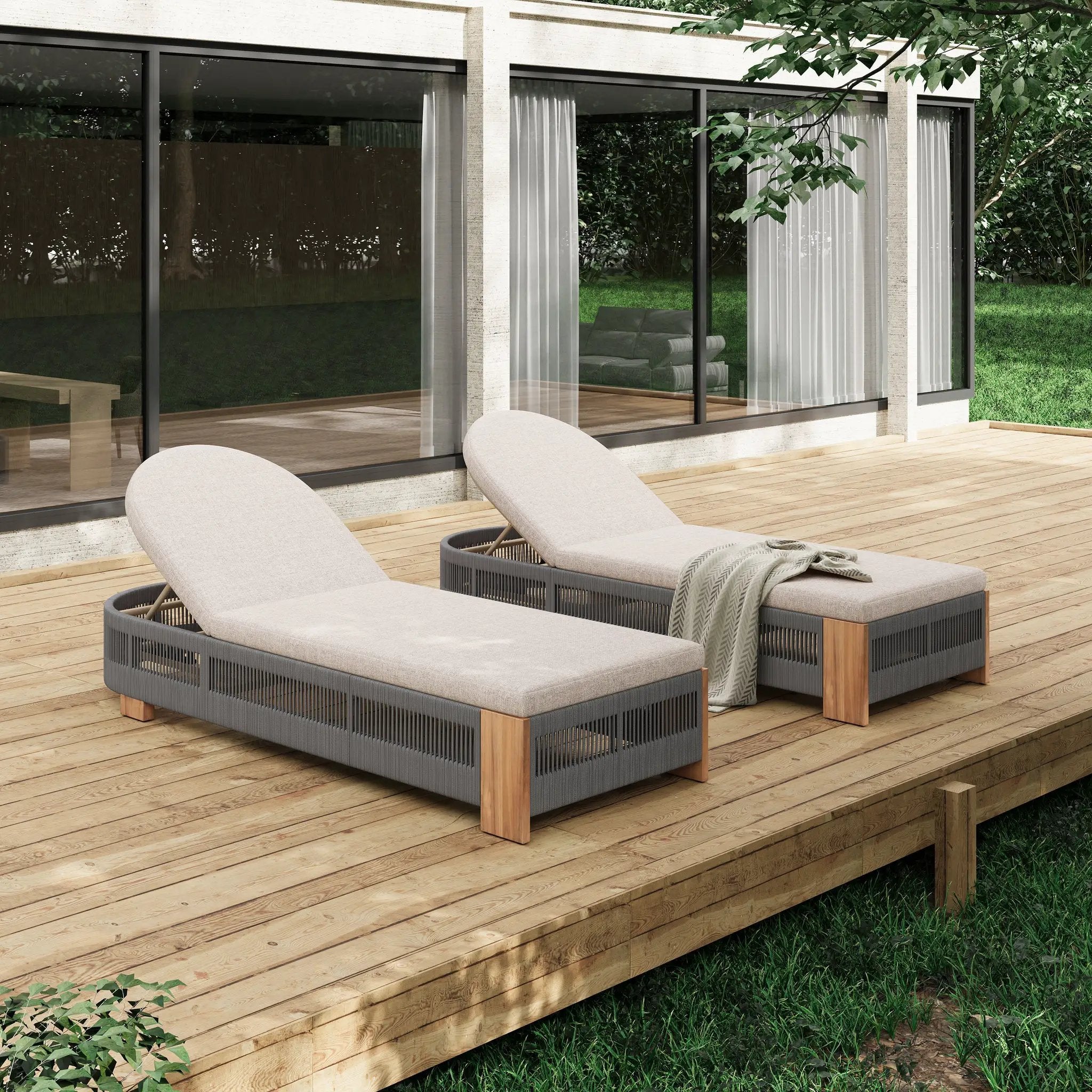 Outdoor Chaise Lounge Chair with Adjustable Backrest and Cushion by HouseOfZazla