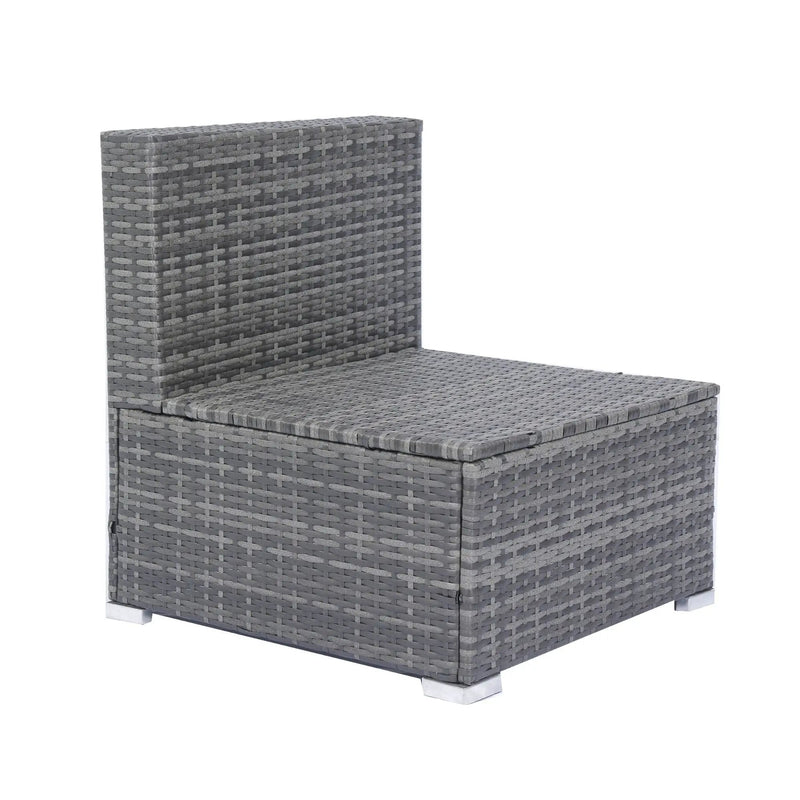 8 Piece Patio Sectional Wicker Rattan Outdoor Furniture Sof Set With One Storage Box Under Seat And Cushion Box - Gray / Black by HouseOfZazla