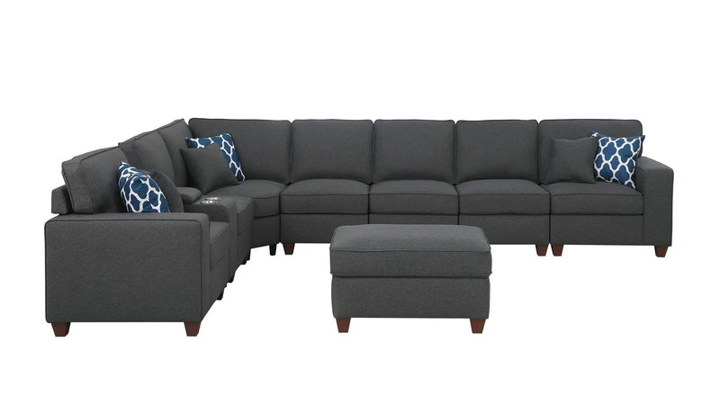 Hannah - Sectional Sofa With Ottoman - Dark Gray by Unique Piece Furniture