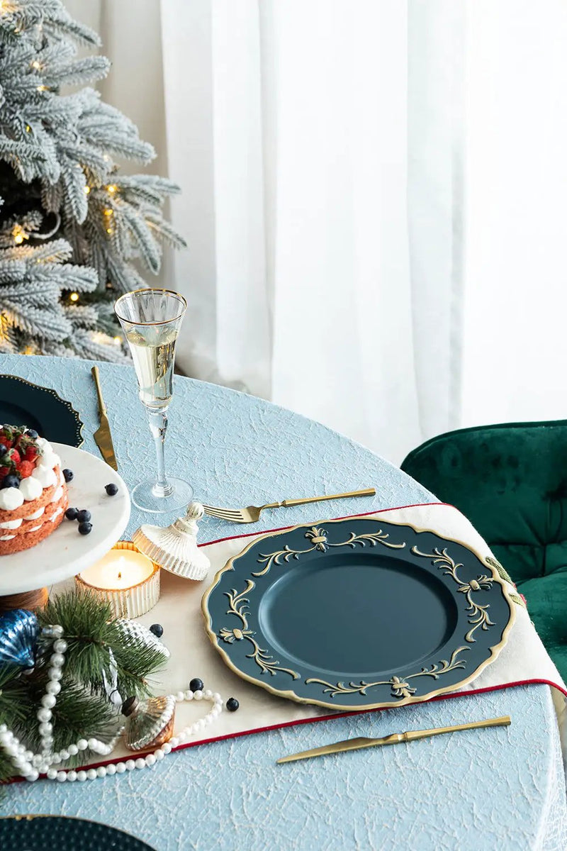 Plastic Charger Plate (Set of 8) - Blue / Gold / Polypropylene by Unique Piece Furniture