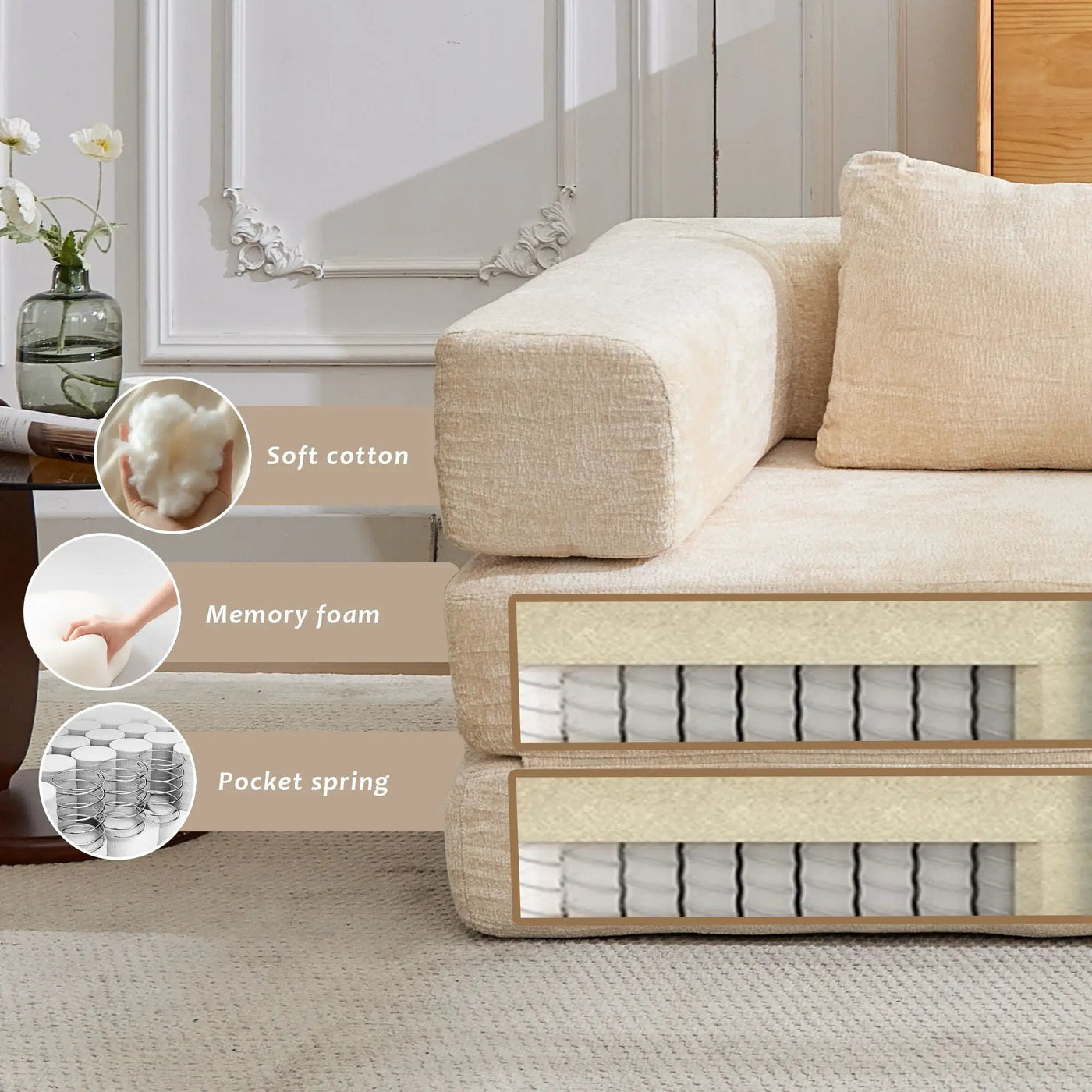 Convertible Floor Sofa Bed With Fixed Shape Frame For Living Room by HouseOfZazla
