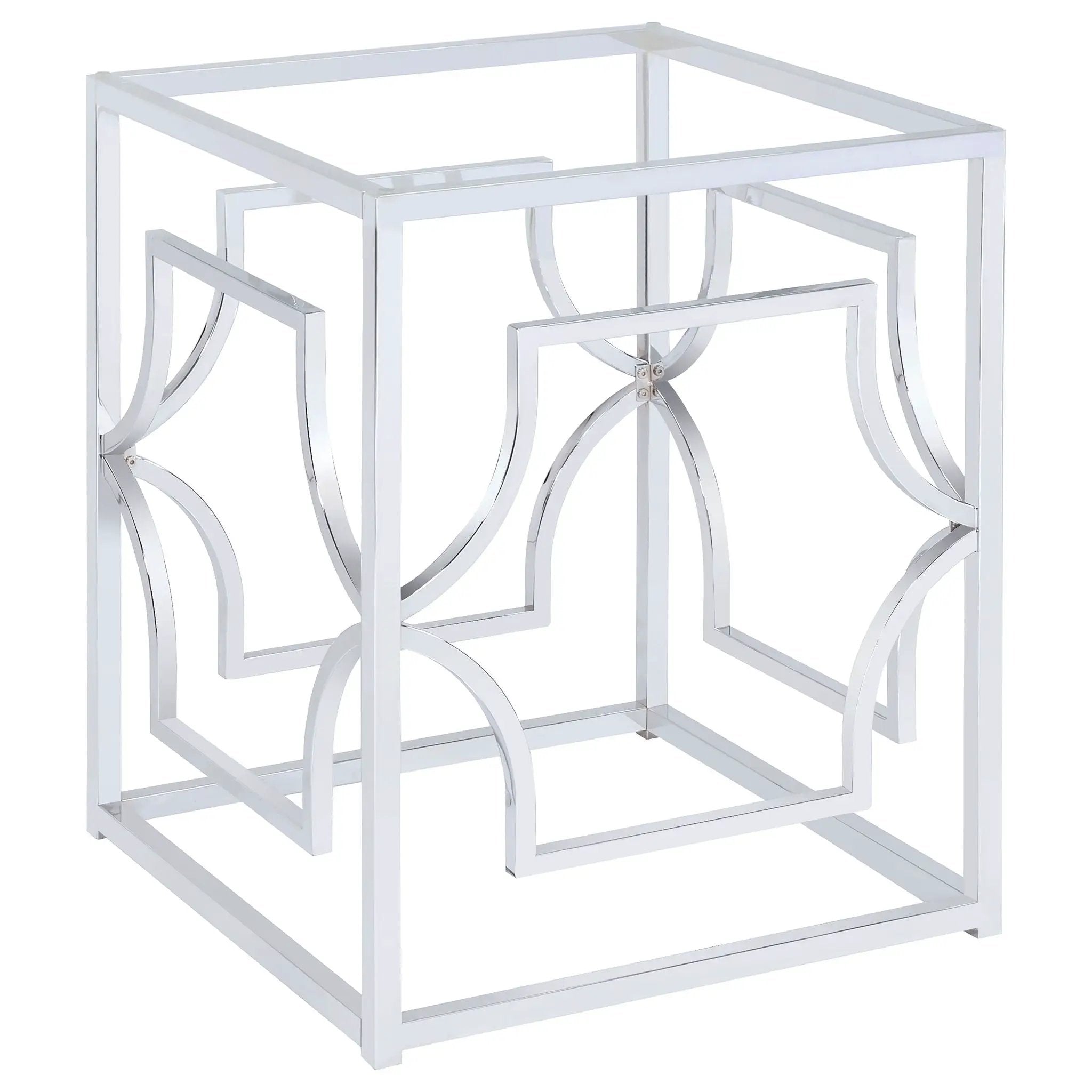 Starlight Square Metal Dining Table Base Chrome by Unique Piece Furniture