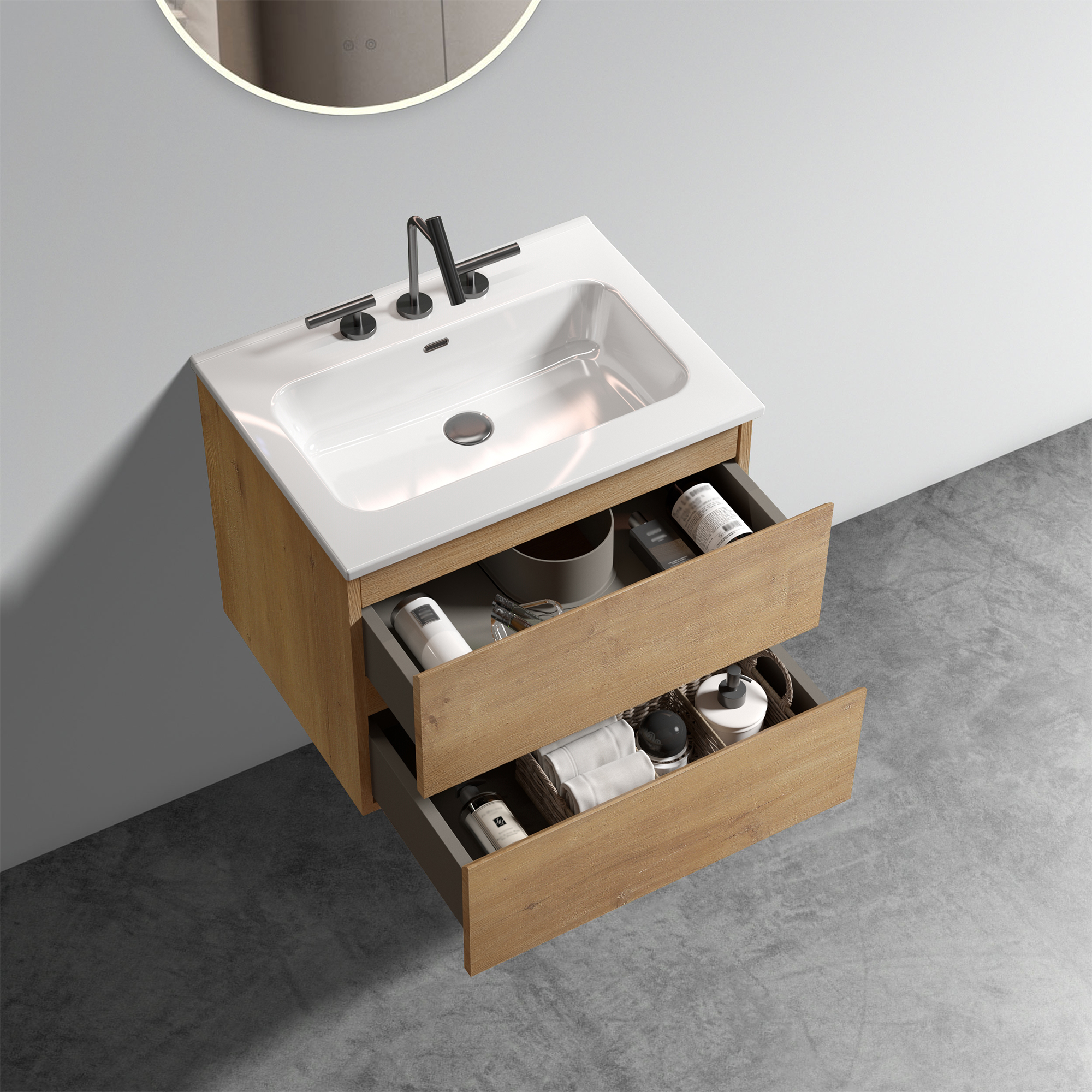 Wall Mount 24" Natural Oak Bathroom Vanity by HouseOfZazla