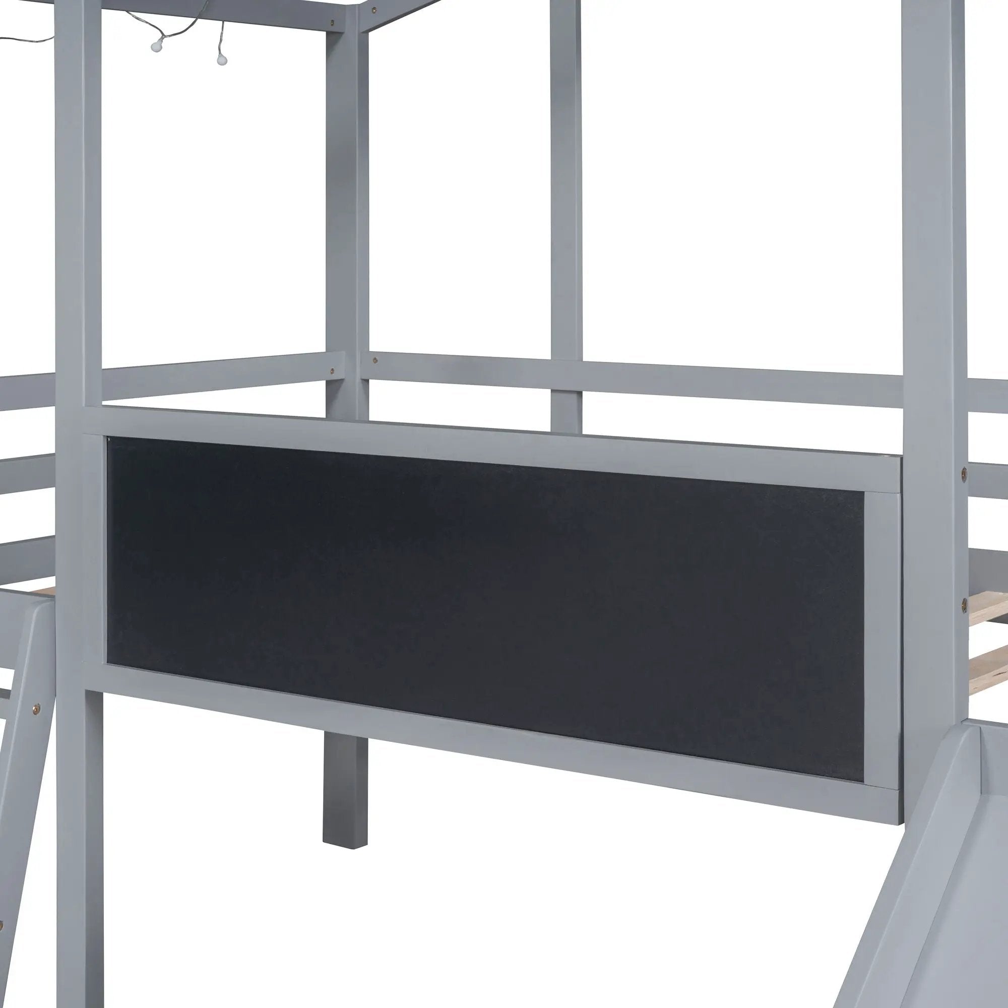Loft House Bed With Ladder And Slide, With board And Light Strip On The Roof by HouseOfZazla