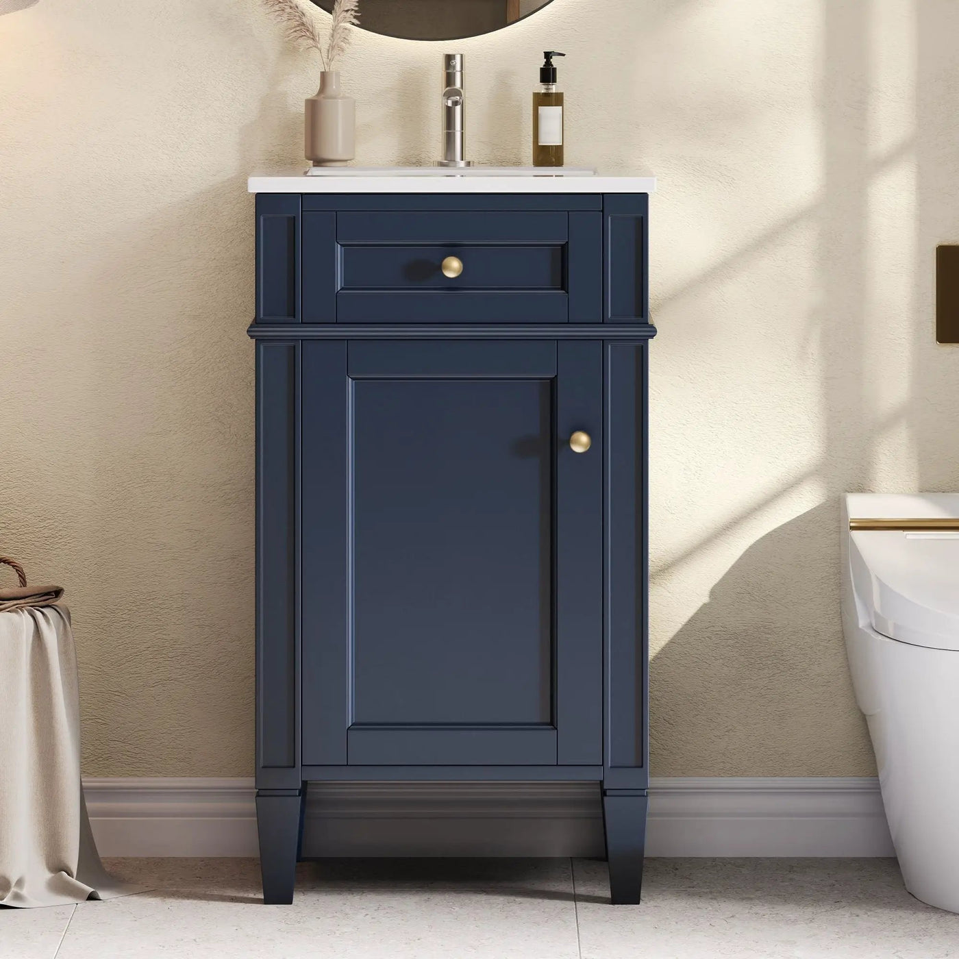 French Style Bathroom Vanity With Sink, Soft-Closing Door, Adjustable Shelf, Rectangular Design by Unique Piece Furniture