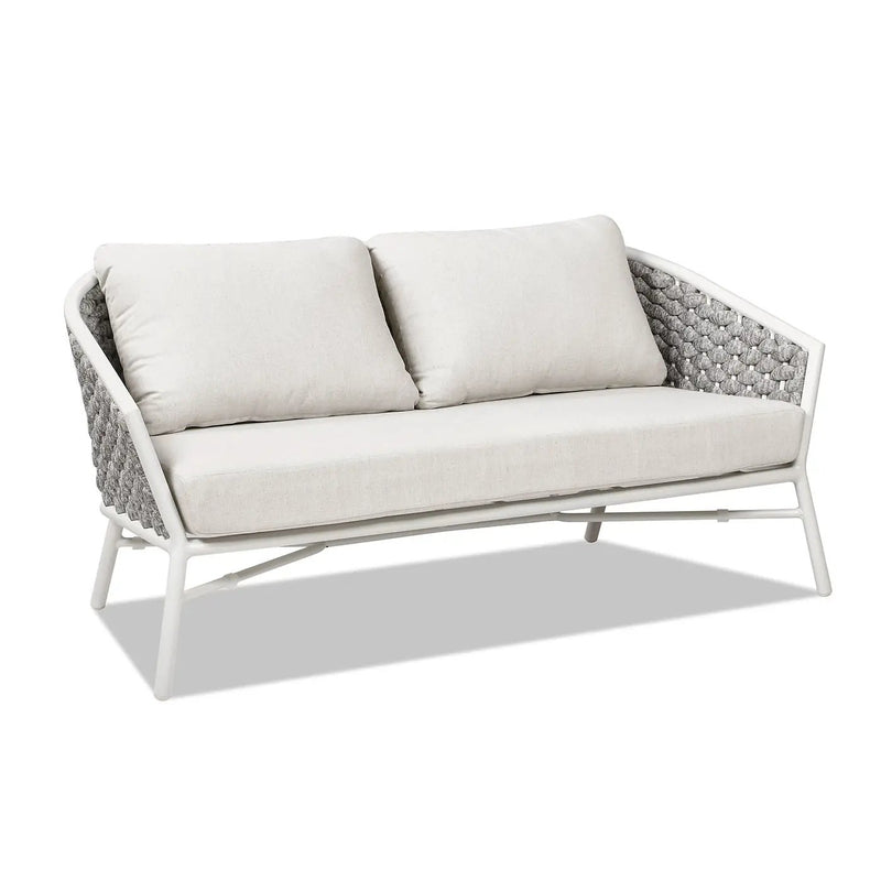 Rowan - Rope Barrel Back Patio Conversation Loveseat Sofa - Optic White by Unique Piece Furniture