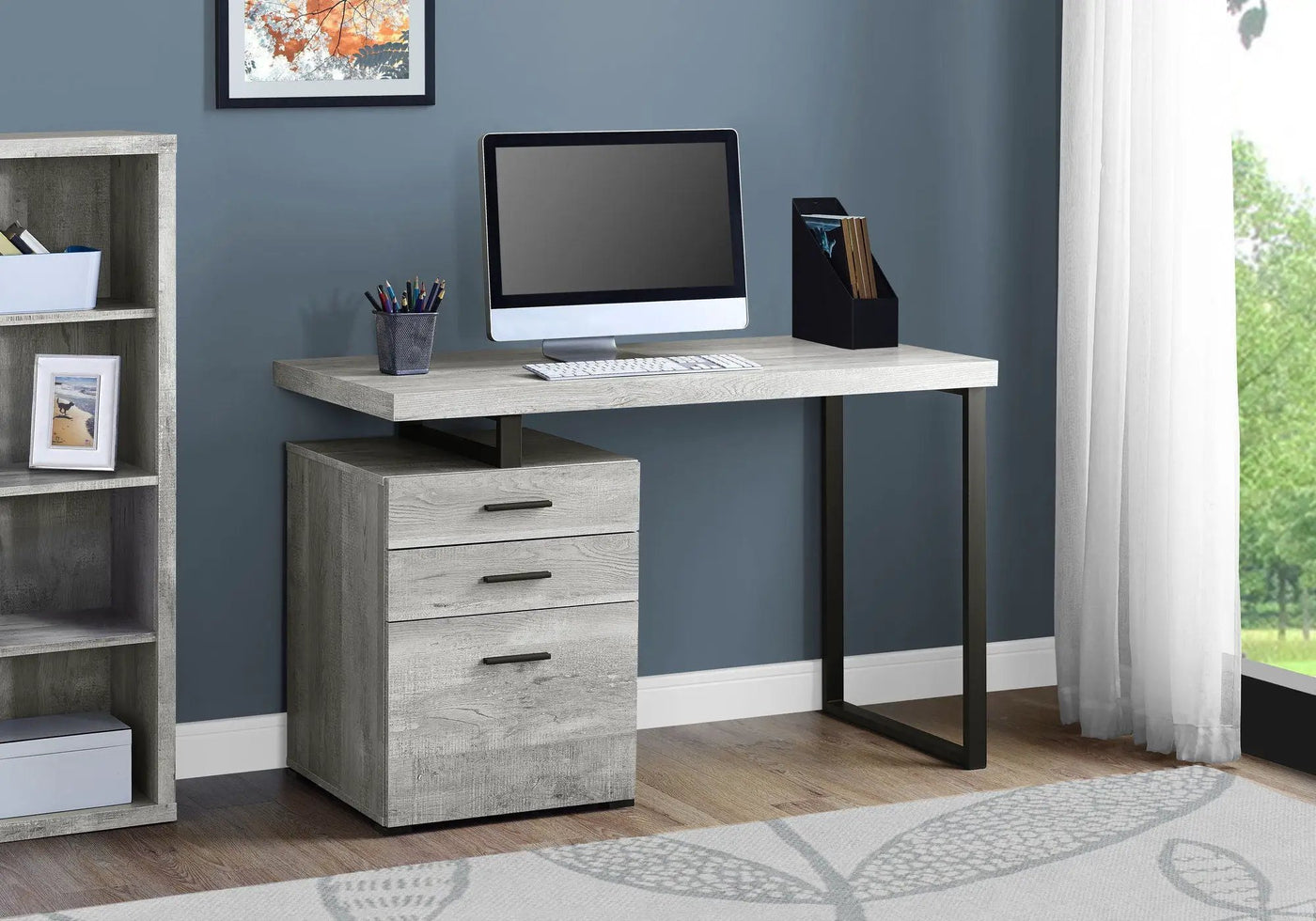 Computer Desk For Home Office, Left, Right Set - Up, Ample Storage Drawers by Unique Piece Furniture