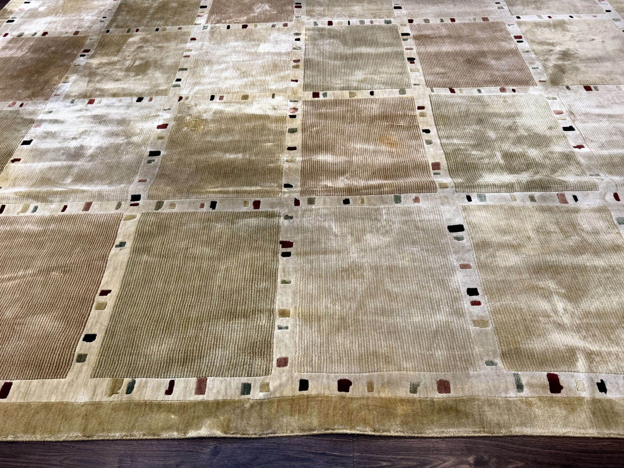 Large Wool Rug 10x13, Panel Design, Modern Contemporary Carpet by Jewel Rugs