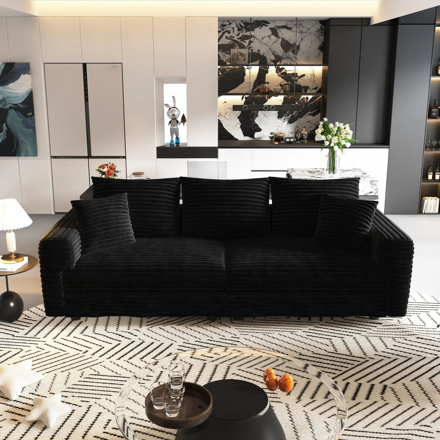 4 Seat Modern Comfy Upholstered Sofa Cloud Couch by HouseOfZazla