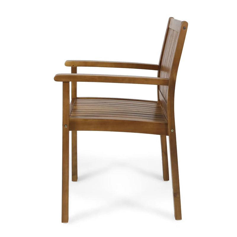 Amethyst Outdoor Dining Chair With Slat Design (Set of 2) - Natural by HouseOfZazla