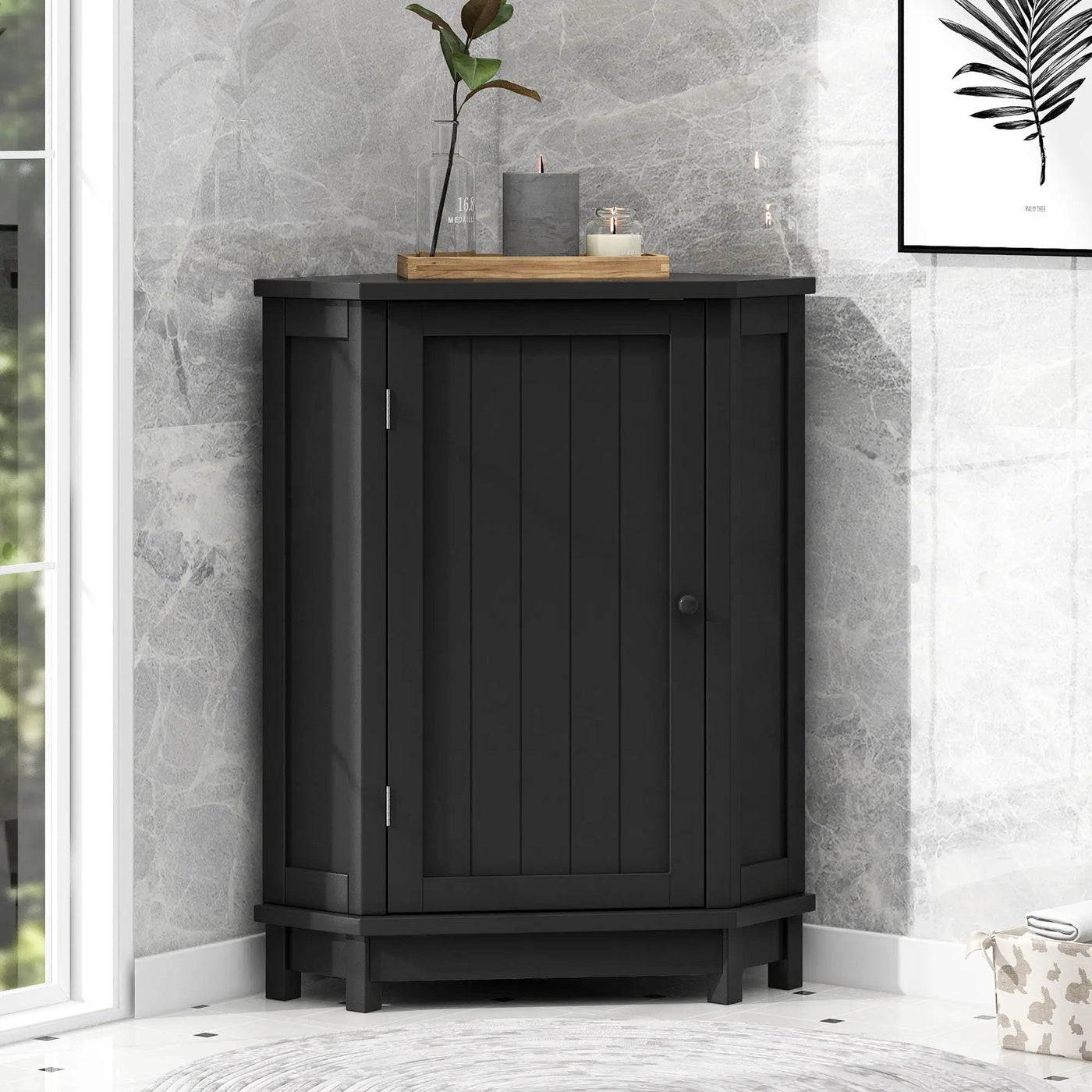 Bathroom Cabinet Triangle Corner Storage Cabinet With Adjustable Shelf Modern Style by HouseOfZazla