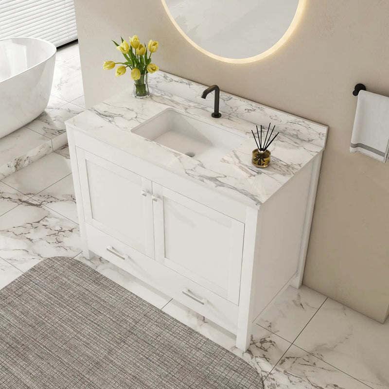 43" Bathroom Vanity, Multi Functional Cabinet - White by Unique Piece Furniture