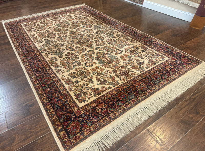 Karastan Rug 5.9 x 9, Ivory Sarouk #760, Wool Pile, Original 700 Series, Vintage by Jewel Rugs
