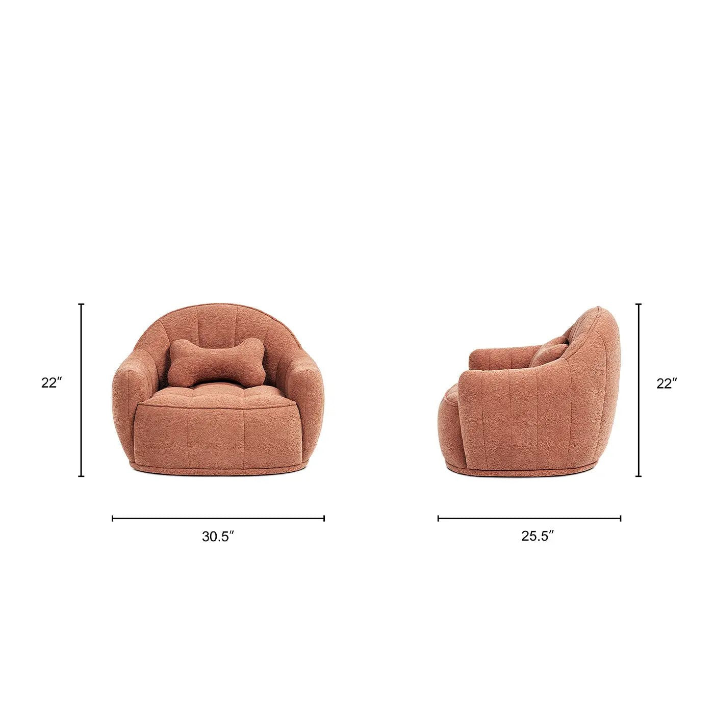 Louie 30.5" Modern Dog Sofa Bed with Bone Pillow, Medium, Spice by HouseOfZazla