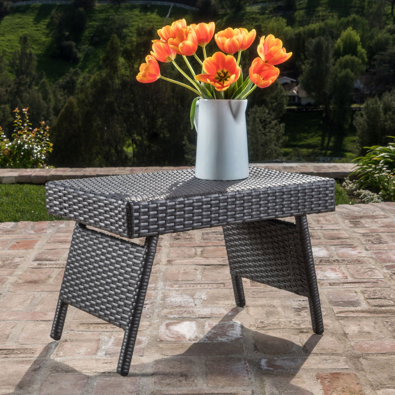Outdoor Wicker Table With Rectangular Tabletop - Gray by HouseOfZazla
