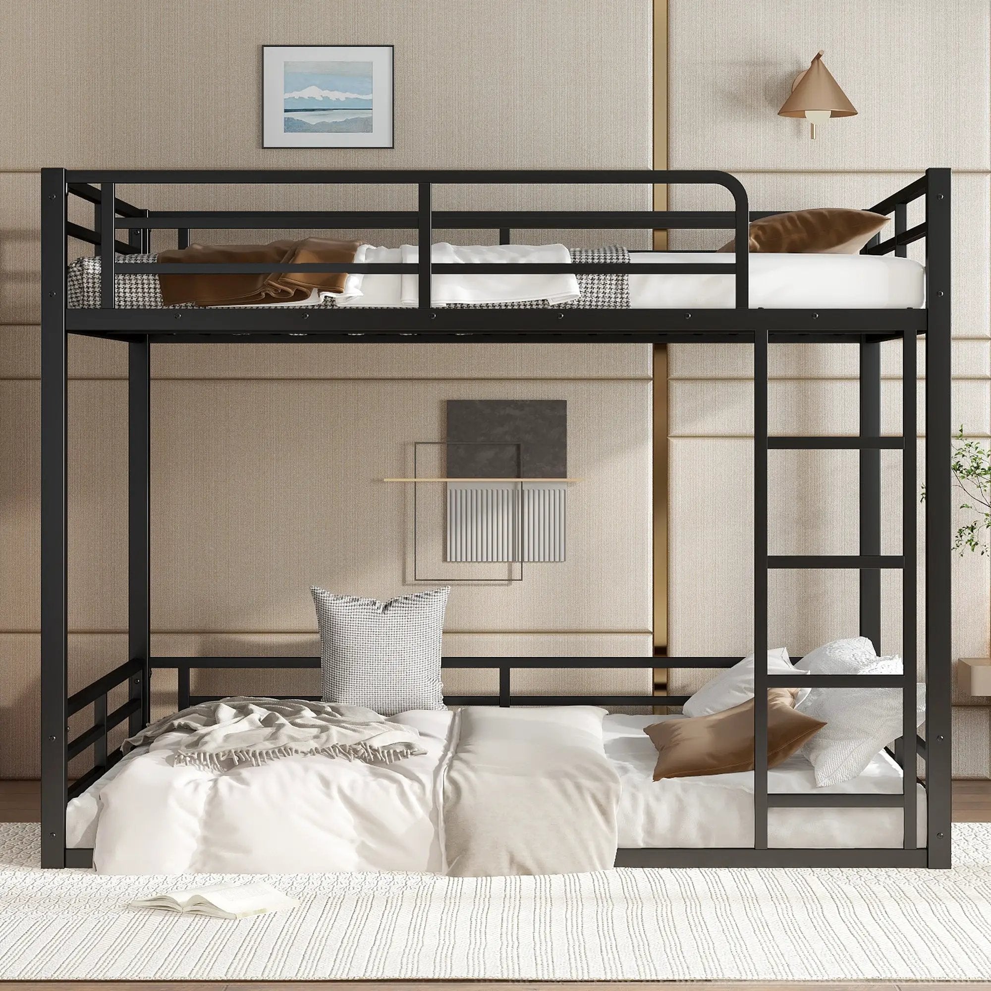 Metal Bunk Bed, Full XL Over Full XL Frame by HouseOfZazla