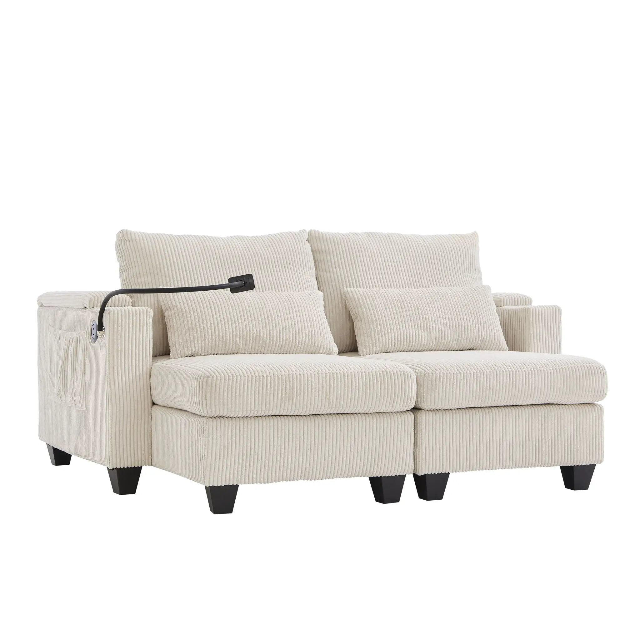 Convertible Chaise Lounge Sofa Chair With USB Ports, Cup Holders, Phone Holder And Storage by HouseOfZazla
