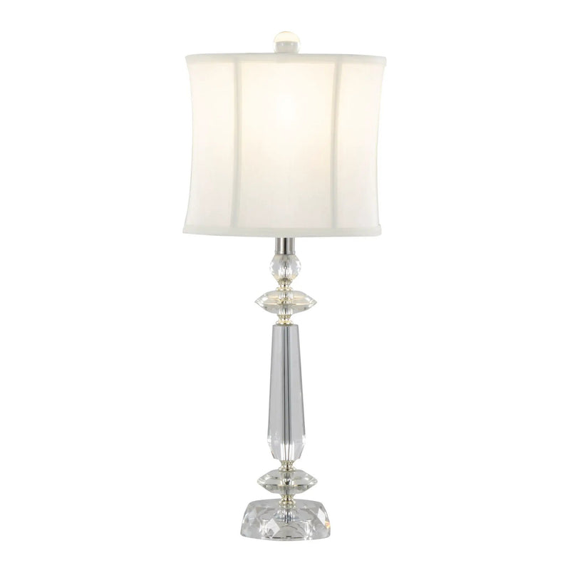 Karat - Contemporary Crystal Table Lamp (Set of 2) - Clear Crystal / Chrome / White Softback by HouseOfZazla