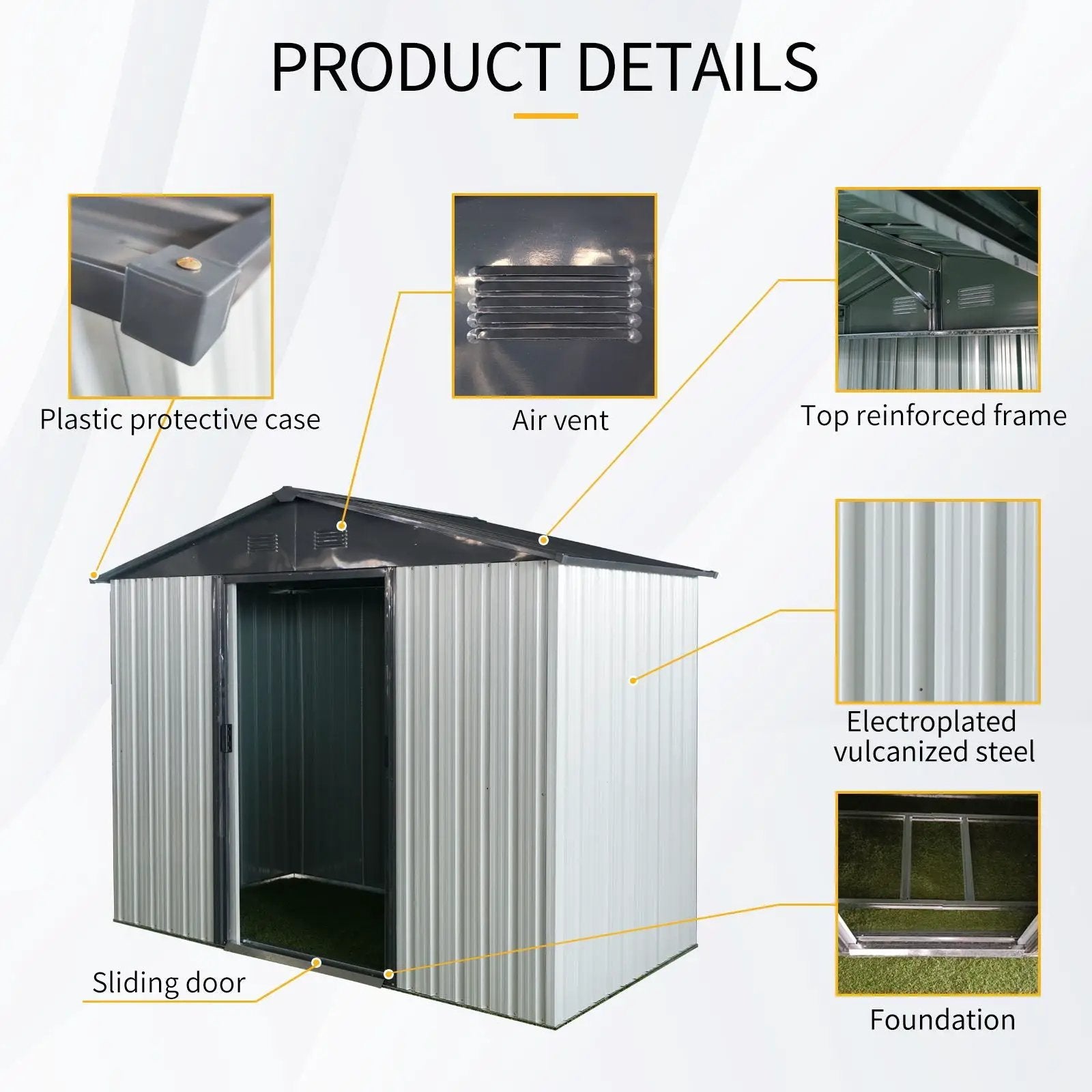 Outdoor Metal Storage Shed With Sliding Door And Foundation For Backyard, Patio, Lawn by HouseOfZazla