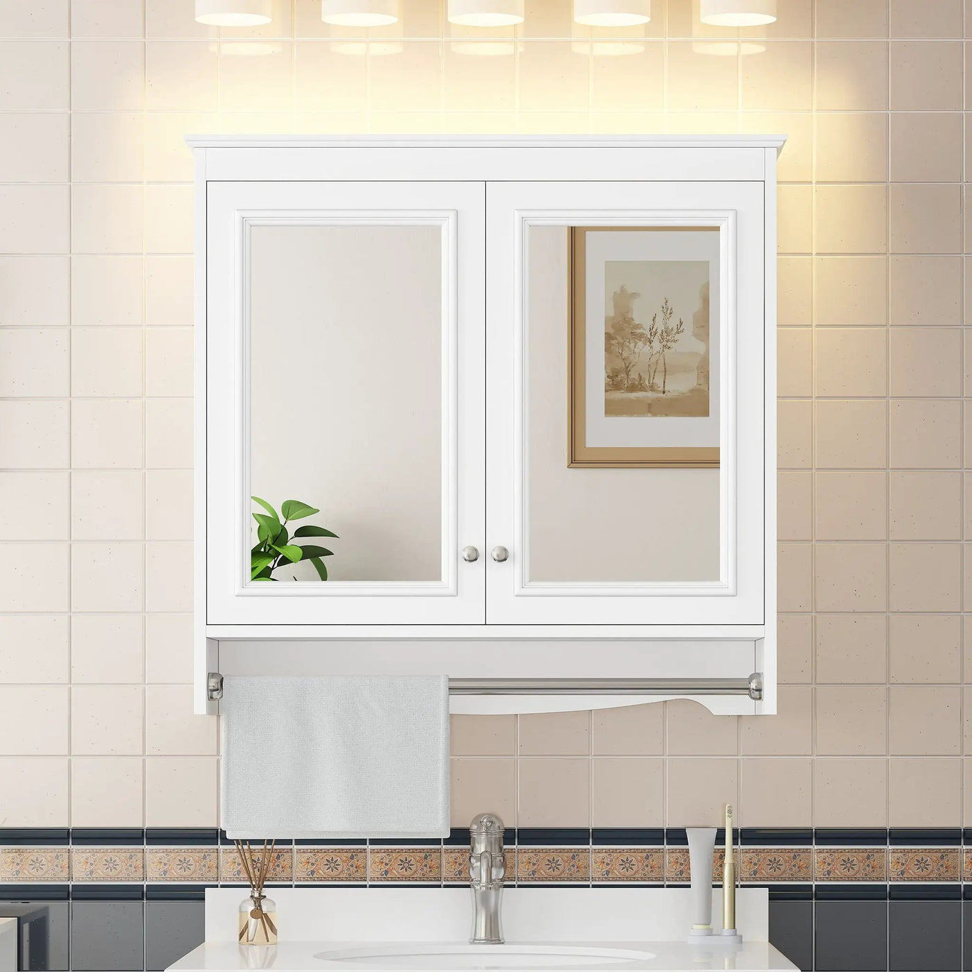 Modern Wall-Mounted Mirror Cabinet With Adjustable Shelves, Soft-Close Doors, High-Definition Mirror by Unique Piece Furniture