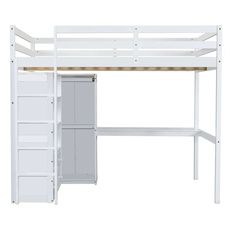 Loft Bed With Built In Wardrobe, Desk, Shelves And Drawers