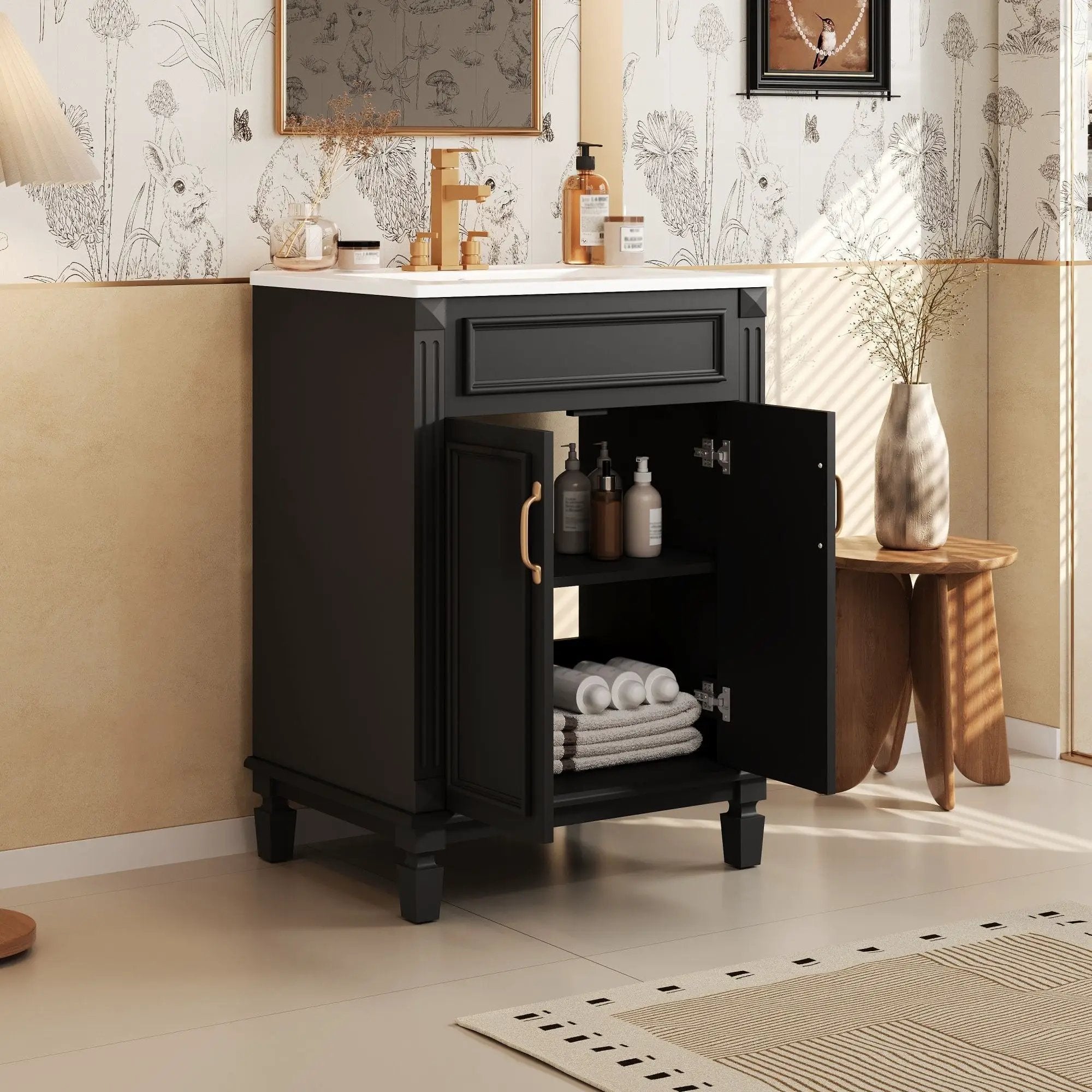 Bathroom Vanity With Top Sink, Cabinet With 2 Soft Closing Doors by Unique Piece Furniture
