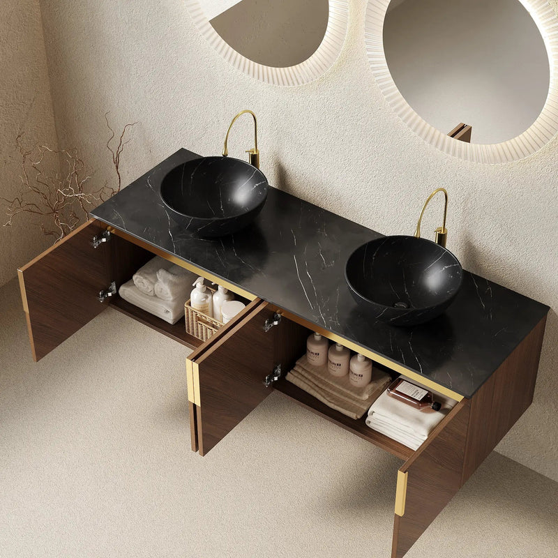 ARAI 60" Bathroom Vanity with Floating Plywood Cabinet and Ceramic Basin by HouseOfZazla