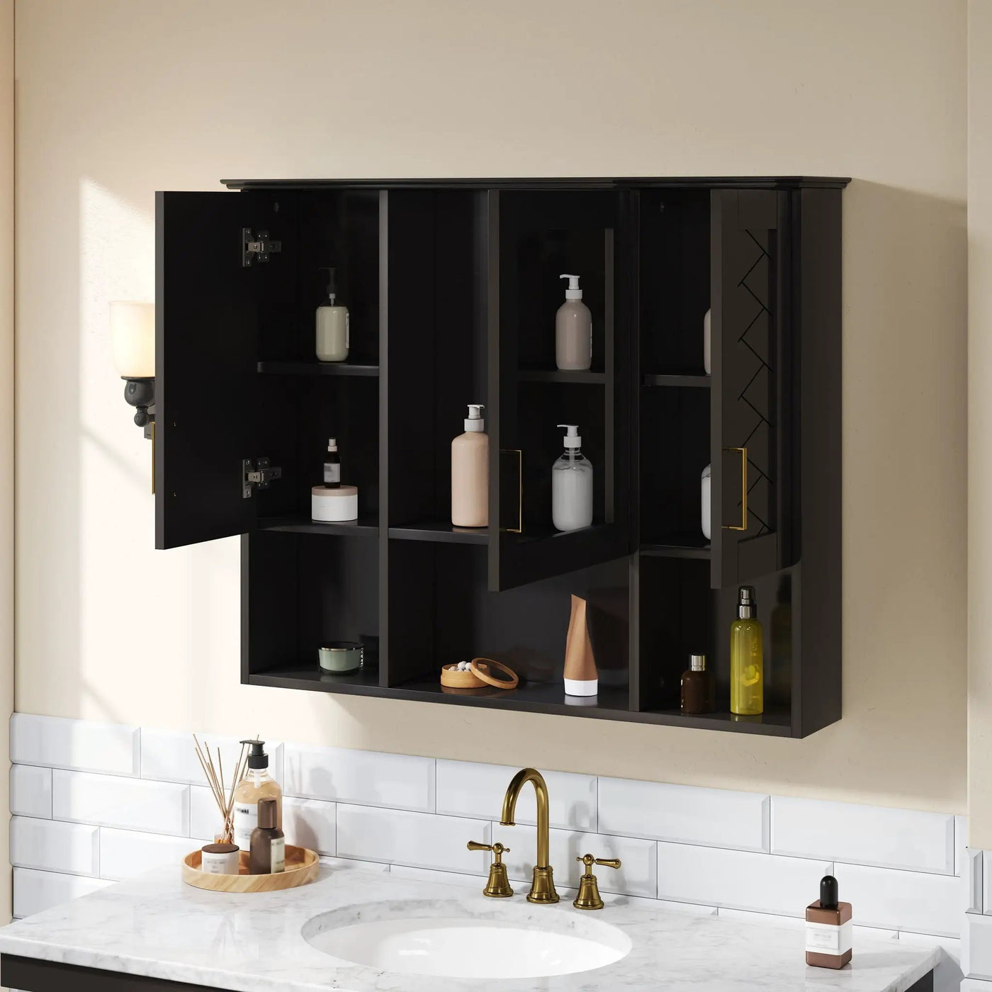 Modern Wall Mounted Medicine Cabinet With Adjustable Shelves, Soft Close Doors, High Define Mirror by Unique Piece Furniture