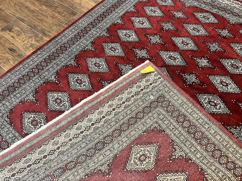 Pakistani Bokhara Rug 6x8, Fine Turkoman Carpet, Wool Handmade Vintage, Red, 6 x 8 Medium Sized Rug, Turkmen Rug by Jewel Rugs