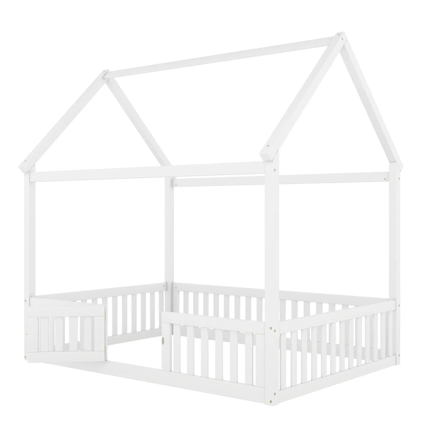 Wood House Bed With Fence And Door by HouseOfZazla