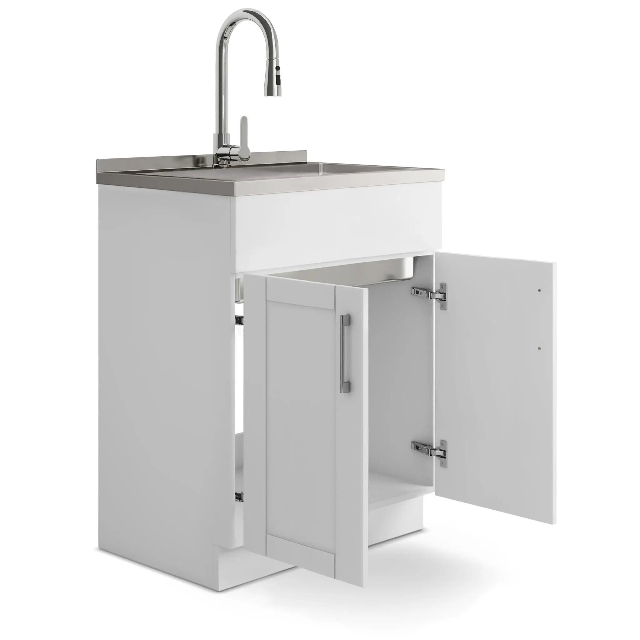 Shaker - Modern Wide, Laundry Cabinet With Faucet And Stainless Steel Sink by Unique Piece Furniture