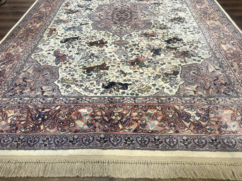 8.8 x 12 Karastan Ivory Hunting Rug #751, Vintage Wool Discontinued Original 700 Series, Rare by Jewel Rugs