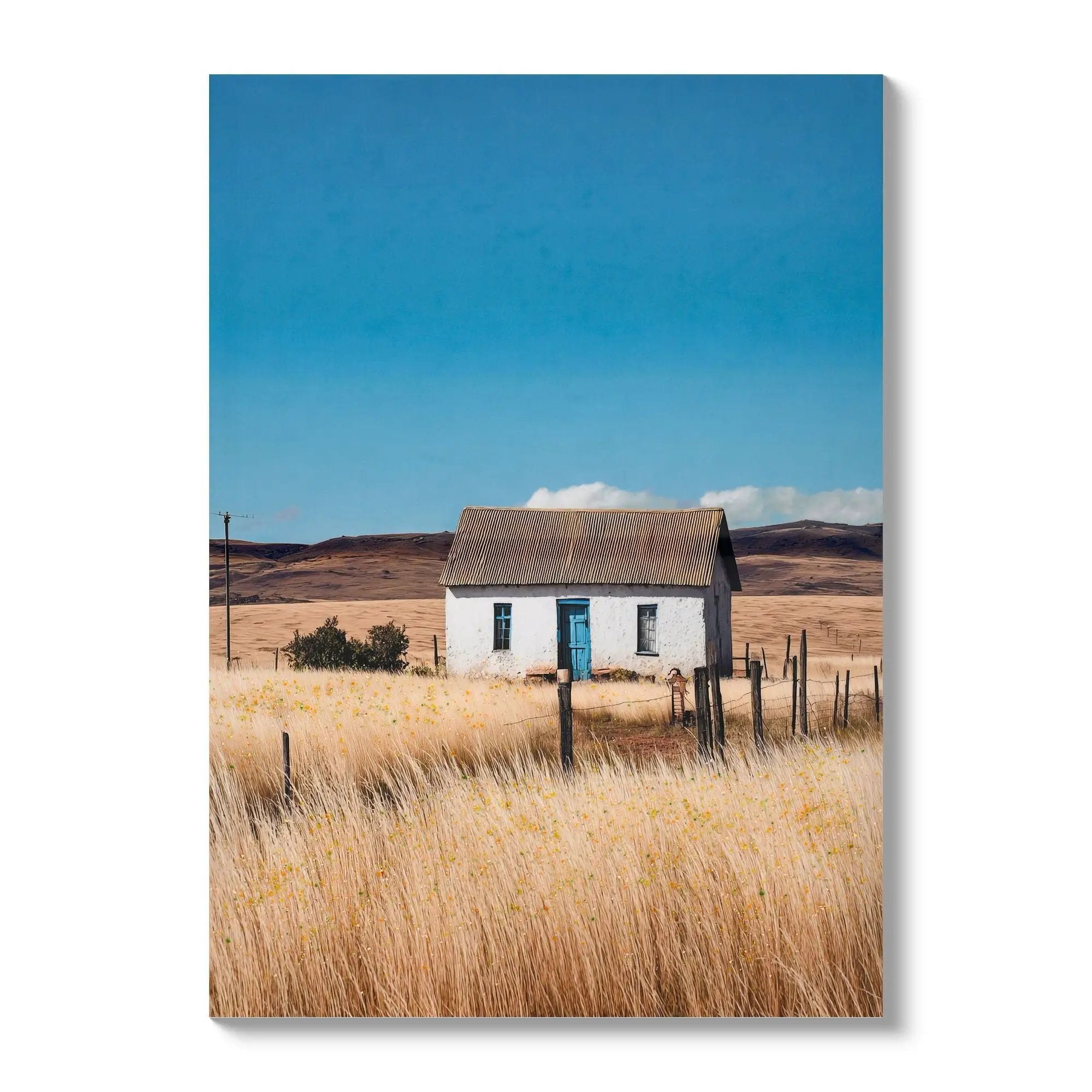 House, Barn Picture Wall Art For Home Decor - Natural / Blue by Unique Piece Furniture