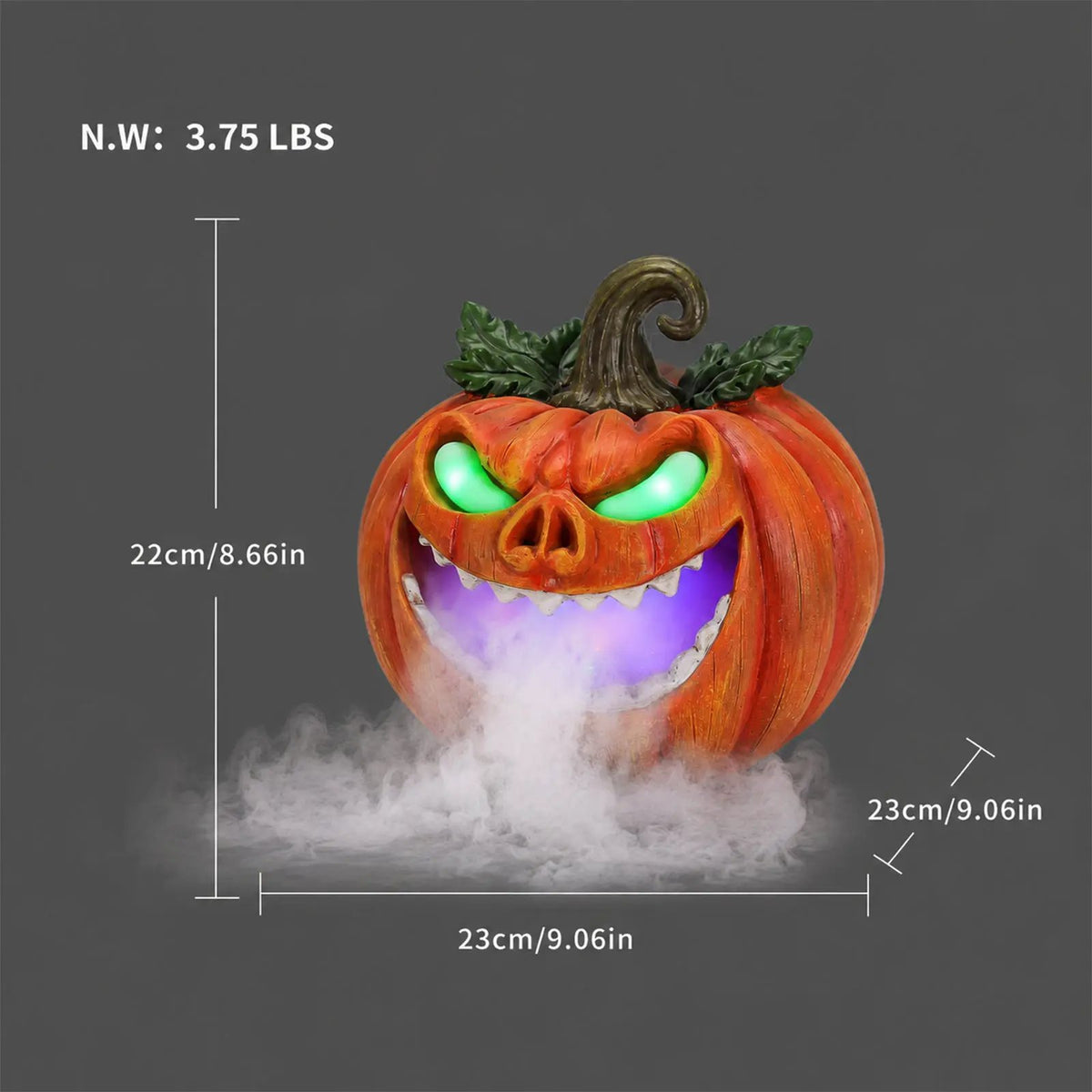 Halloween Pumpkin Monster Mist Sprayer, LED Light Up Fogger Figurine by HouseOfZazla