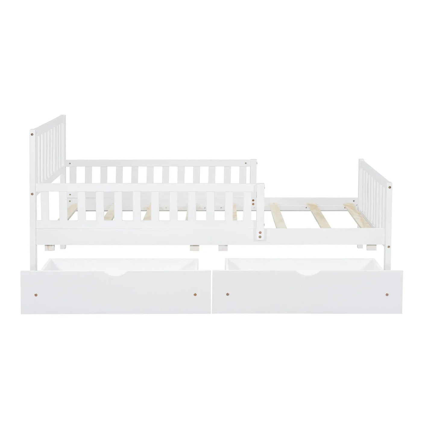 Platform Bed With Guardrails On Both Sides And 2 Storage Drawers by HouseOfZazla